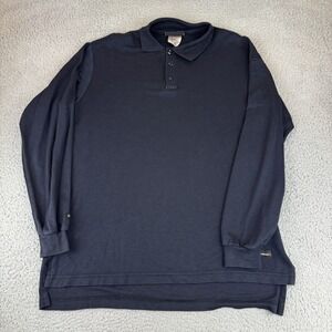 Workrite FR Polo‎ Shirt Mens Large Navy Blue Long Sleeve Construction Work Cat 2
